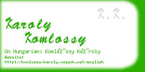 karoly komlossy business card